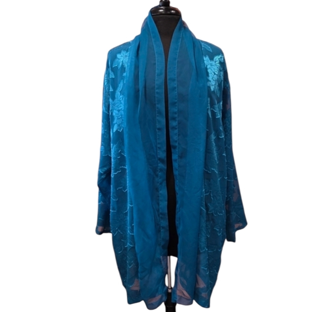 Vintage Gold Label Victoria's Secret Large Blue Robe Intimates Sleepwear Kimono